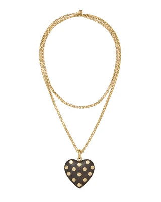 The Big Studded Wood Heart Pendant | Roxanne Assoulin