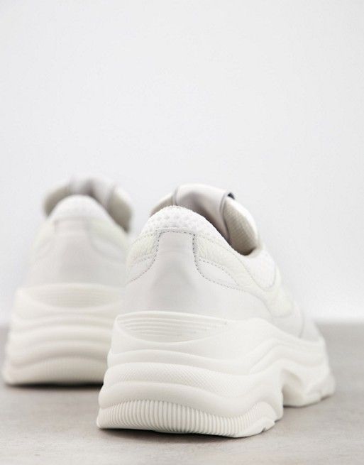 Selected Femme chunky leather trainers with sports mesh in white | ASOS (Global)