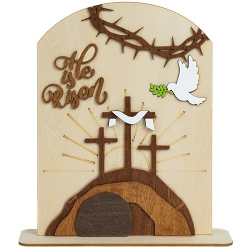 He is Risen Gifts for Adults, Easter Decor Resurrection Scene Empty Tomb, Christian Table Decorations Indoor, Catholic Cross Jesus Religious Easter Gifts Decor for Tiered Tray, Home, Office | Amazon (US)