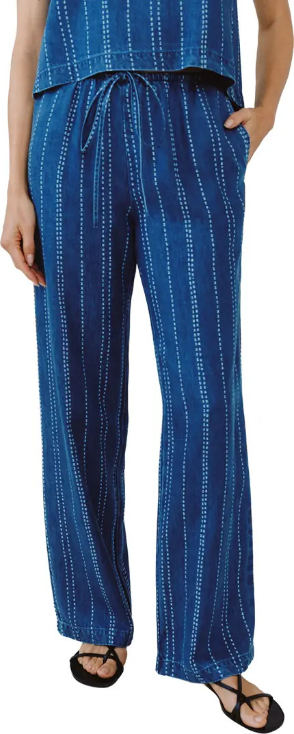 Indigo Stripe Drawstring Tencel™ Pants | Nordstrom