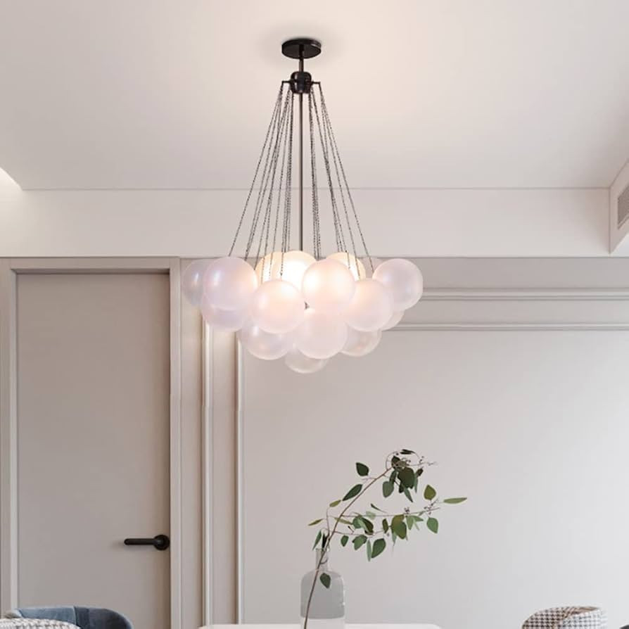 Modern Glass Chandelier Bubbles Ball Shape Pendant Light, DIY Hanging Light Fixture, 3 Lights Dec... | Amazon (US)