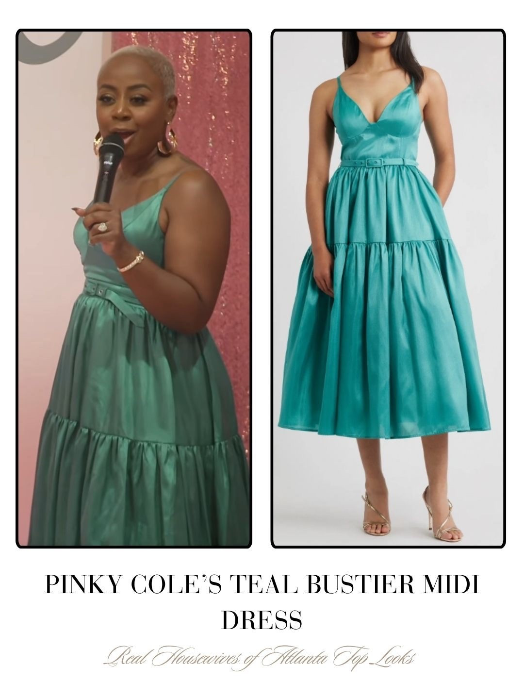 Pinky Cole’s Teal Bustier Midi Dress