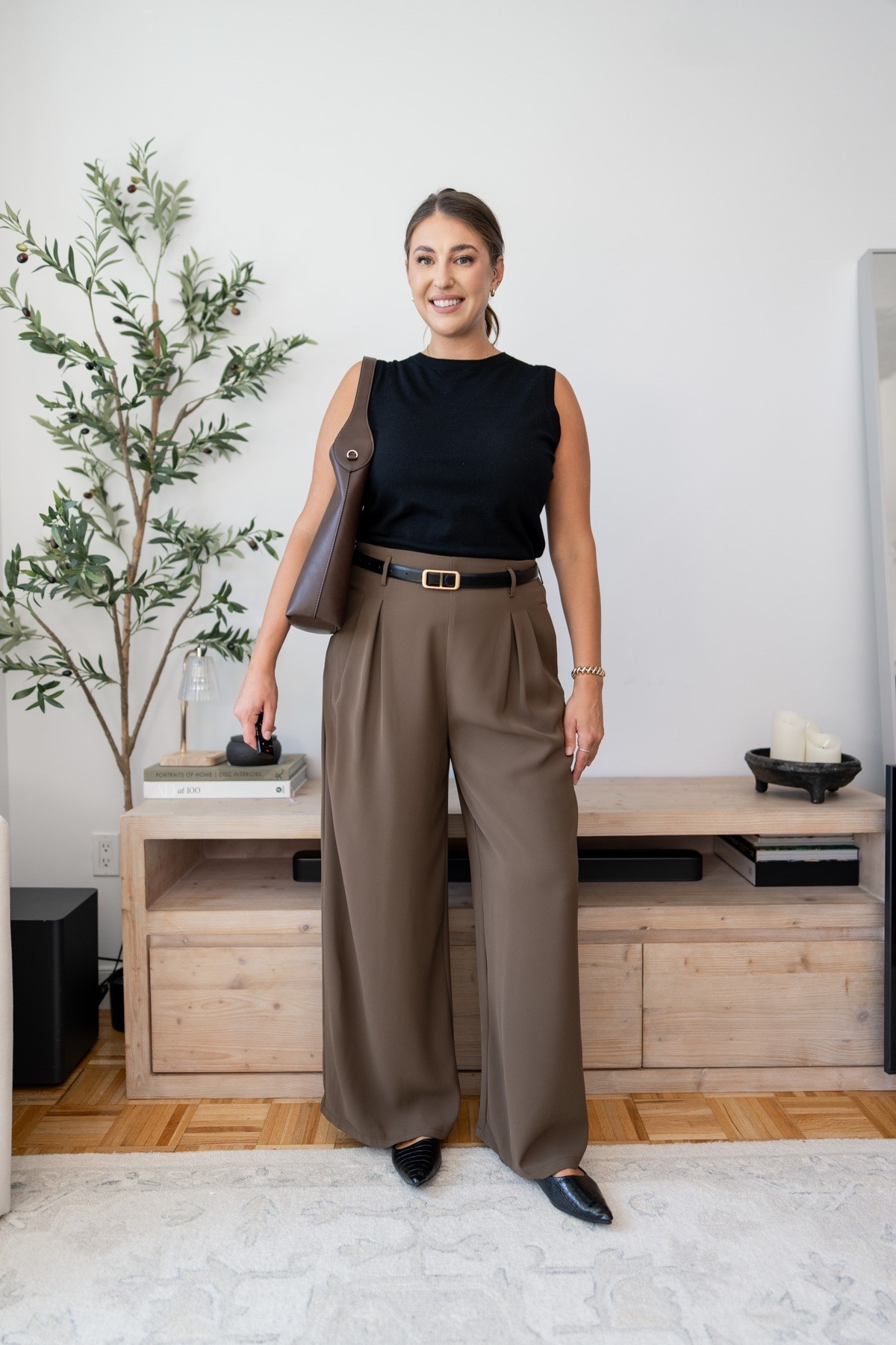 The black tank and chocolate trousers are the definition of elevated basics. A polished neutral outfit that works for the office, dinner, or travel with timeless accessories you’ll wear on repeat. 🤎

black tank, brown trousers, wide leg pants, work outfit, business casual, neutral outfit, capsule wardrobe, elevated basics, chic style, office outfit, minimalist fashion, chocolate brown, timeless style, everyday elegance, fall transition outfit

#LTKMidsize #LTKWorkwear #LTKootd