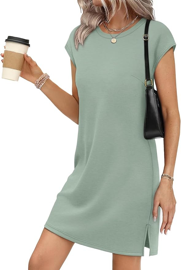Sampeel Dresses for Women 2026 Summer Sundress Casual Cap Sleeve Dress Beach Vacation Clothes | Amazon (US)