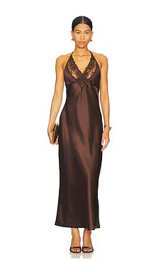 4th & Reckless Blair Halter Dress in Brown from Revolve.com | Revolve Clothing (Global)