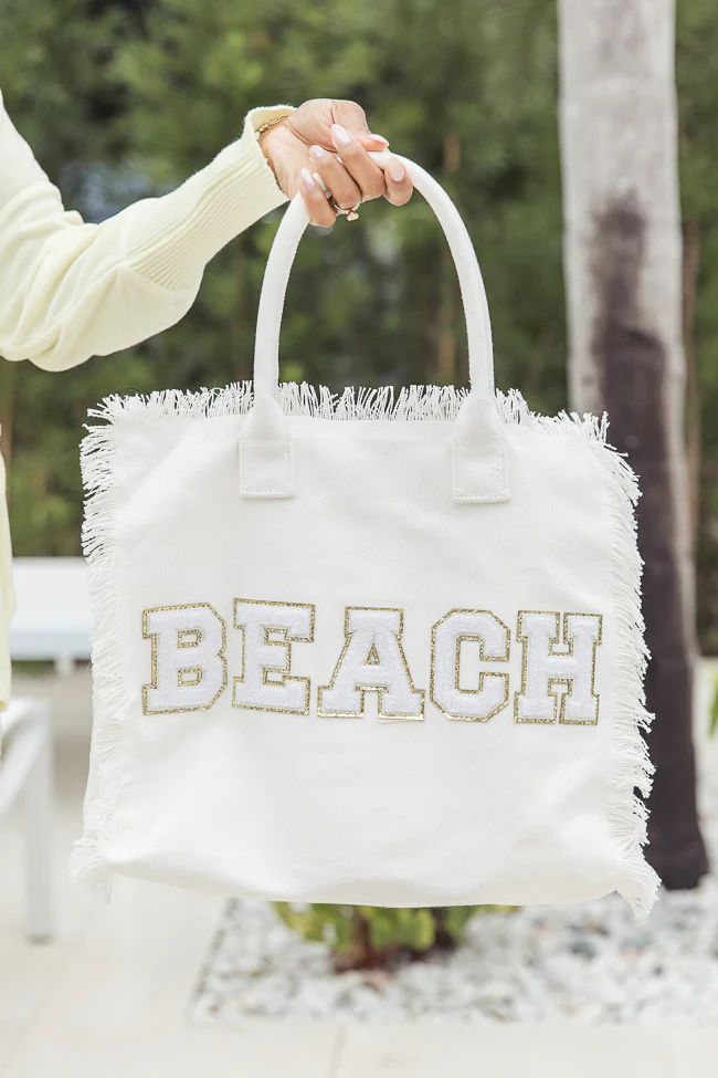 Ivory Beach Canvas Bag | Pink Lily
