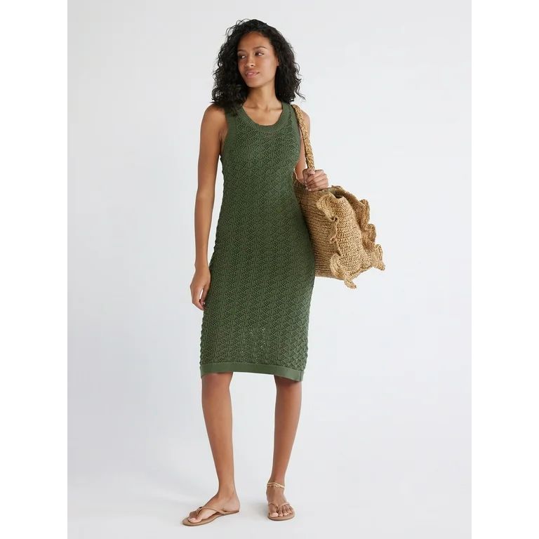 Time and Tru Women's Textured Stitch Sweater Dress, Sizes XS-XXXL | Walmart (US)