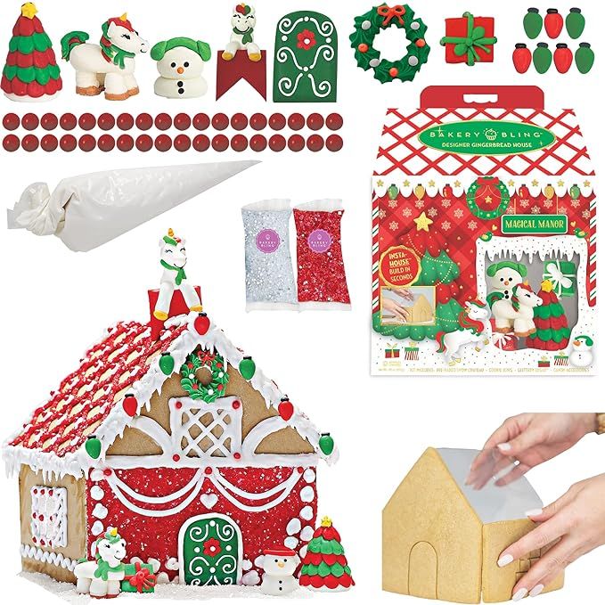 Christmas Gingerbread House Kits for Girls - Unicorn Magical Manor Insta-House with Quick-Build T... | Amazon (US)