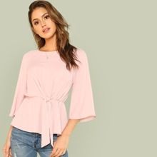 Knot Front Keyhole Back Top | SHEIN