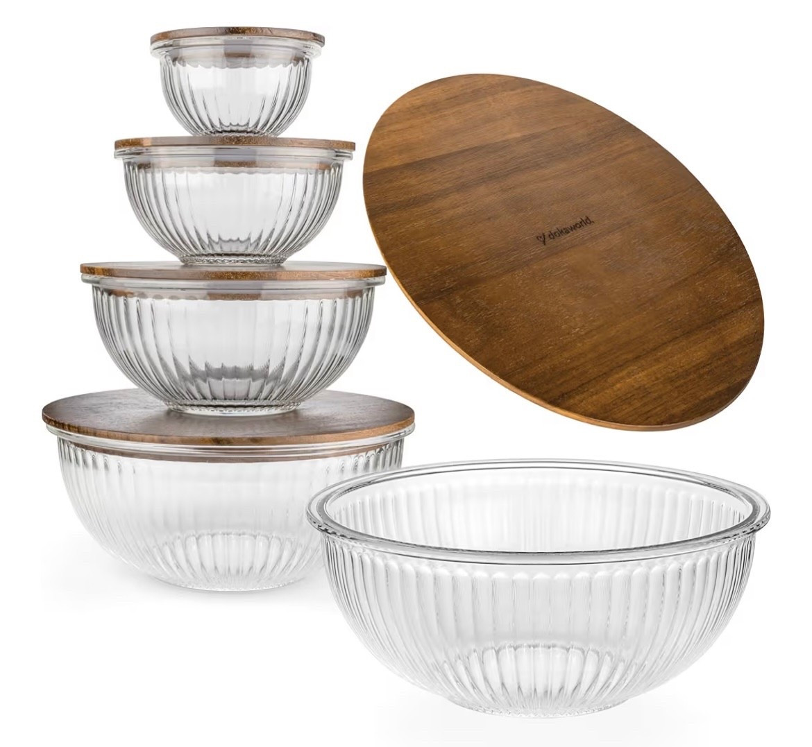 Stackable glass bowls 🥣
Acacia wood lids 🌿
Prep • store • mix • cook = everything in ONE set

They’re beautiful and practical — plus they save so much space 🤍
I linked the exact set in my LTK and Amazon Storefront so you can grab them before they sell out ✨

👉 Linked in LTK + Amazon Storefront
#KitchenFinds #KitchenEssentials #HomeFinds #OrganizationGoals
#FoodPrep #GlassBowls #HomeUpgrade 