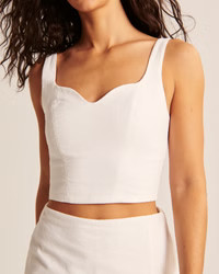 Linen-Blend Notch-Neck Set Top | Abercrombie & Fitch (US)