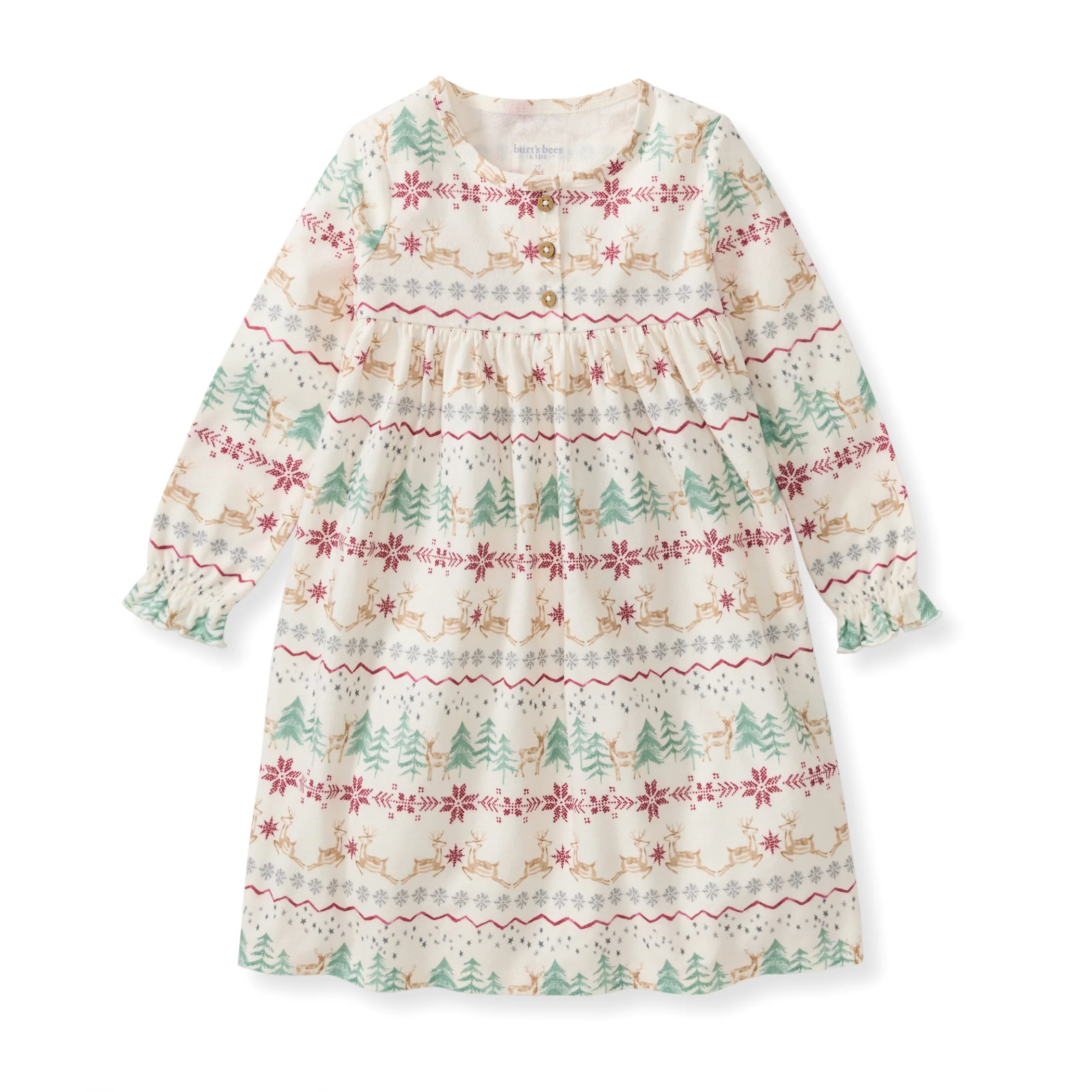 Magical Forest Fair Isle Repreve® Flannel Nightgown | Burts Bees Baby