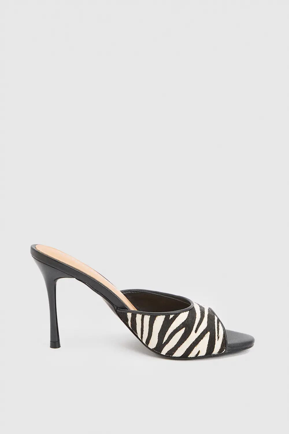 Leather Pony Skin Print Peep Toe Mule | Karen Millen