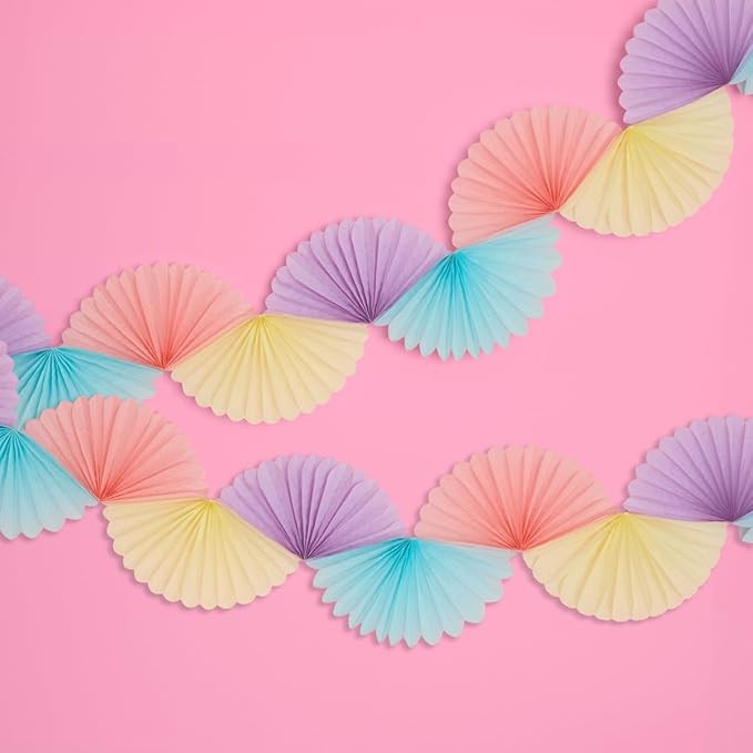 xo, Fetti Pastel Paper Fan Garland - 6 Ft. | 3D Bachelorette Party Decorations, Birthday Party Su... | Amazon (US)