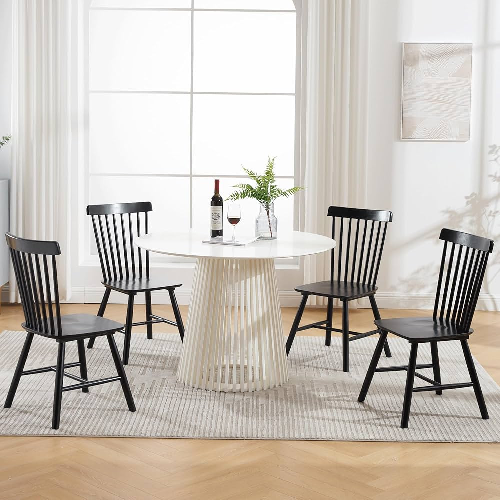 Dining Chairs Set of 4, Windsor Dining Chair, Spindle Back Farmhouse Kitchen Chairs Armless Solid... | Amazon (US)