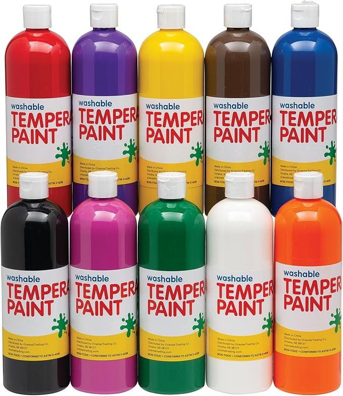 Fun Express Washable Tempera Paint Set for Kids - 10 Bright Colors in 16oz Squeeze Bottles | Non-... | Amazon (US)