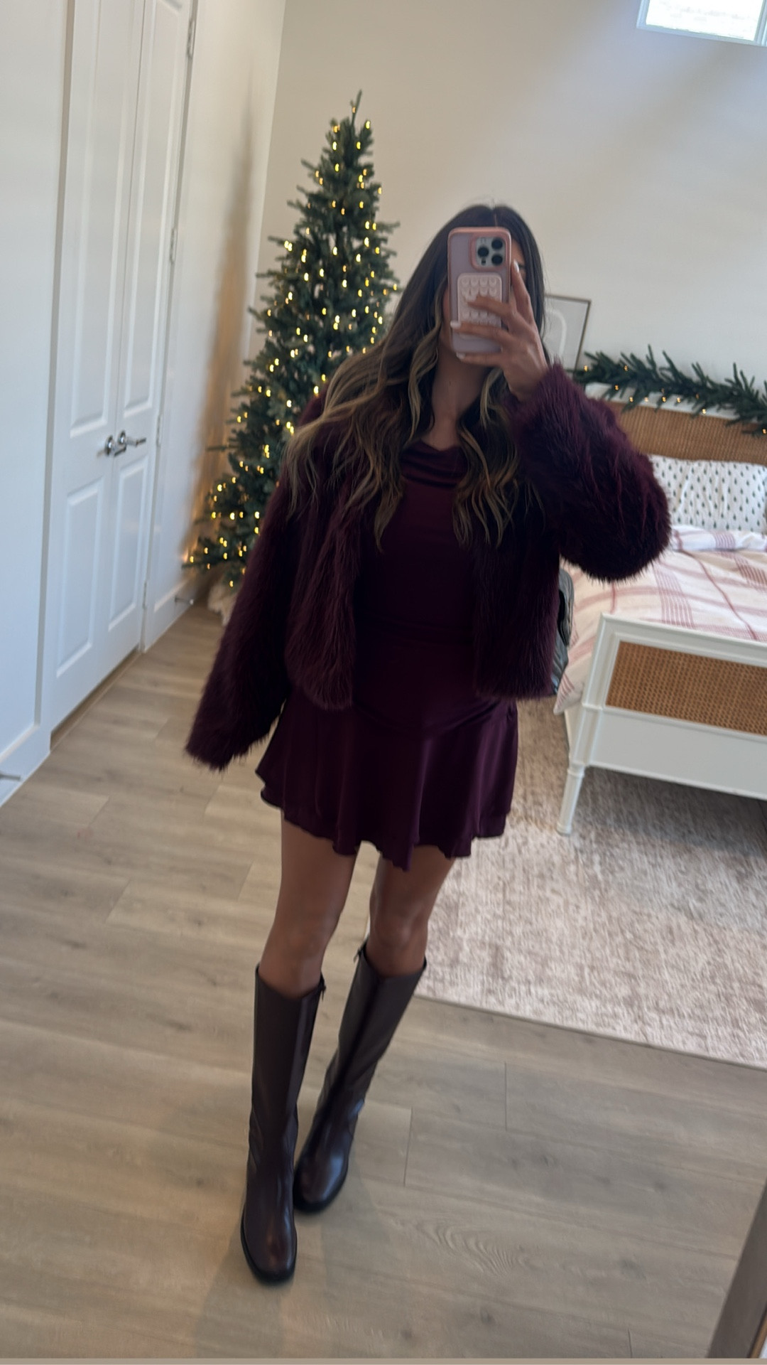 Loving this holiday look from @walmartstyle so chic, so comfy and everything fits and looks so designer. I grabbed my true size medium in the jacket and dress. Size 9 in the boots. #walmartpartner #walmartstyle 

#LTKHoliday #LTKFindsUnder50
