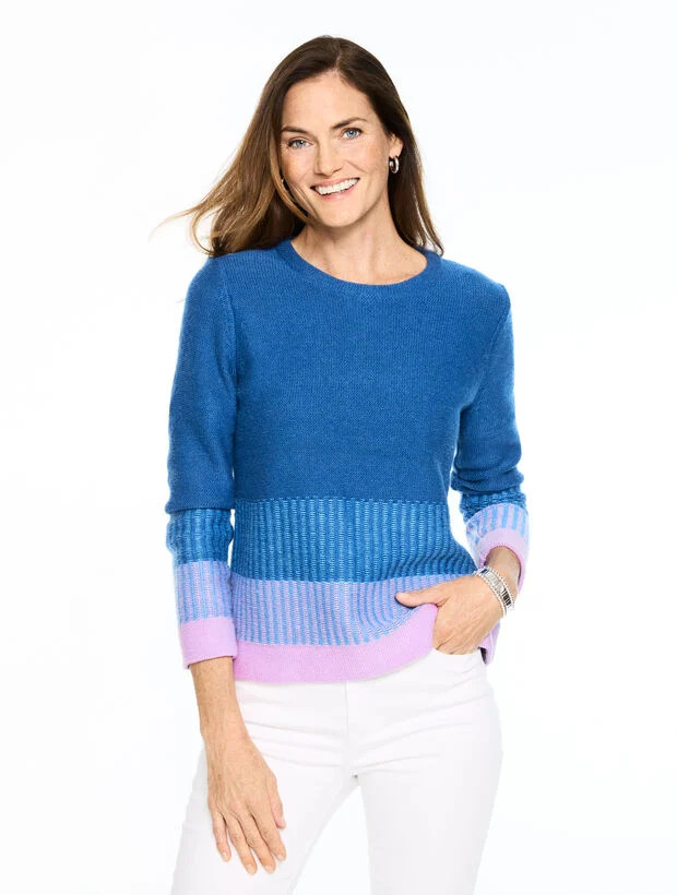 Plaited Stripe Crewneck Sweater | Talbots