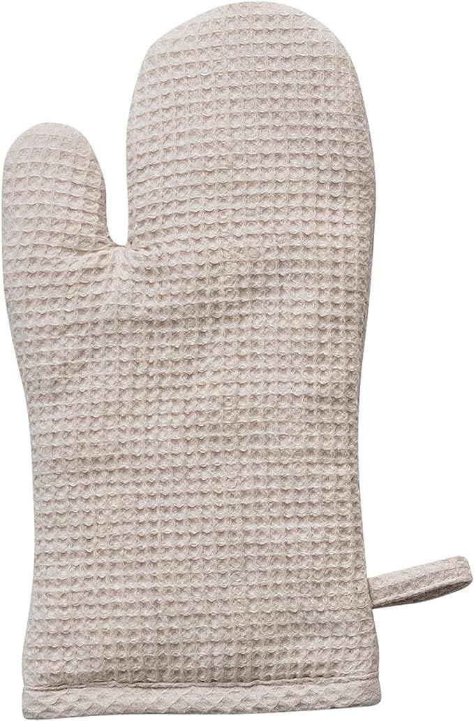 Creative Co-Op Woven Linen and Cotton Waffle Pad, Cream Color Hot Mitt | Amazon (US)