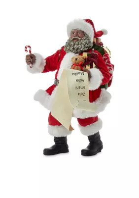 Kurt S. Adler 10.5-Inch FabrichÃ© Black Santa With List And Candy Cane | Belk