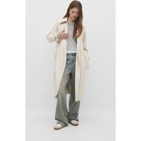 Stradivarius Long faux leather trench coat Ecru L | Stradivarius (UK)
