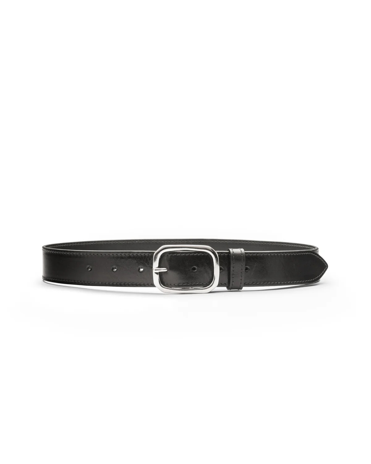 Isabella black leather silver buckle waist belt | Black & Brown London