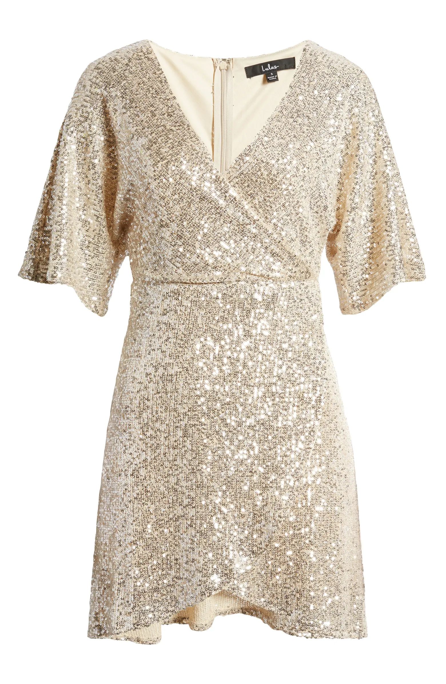 Lulus Sequin Faux Wrap Minidress | Nordstrom | Nordstrom