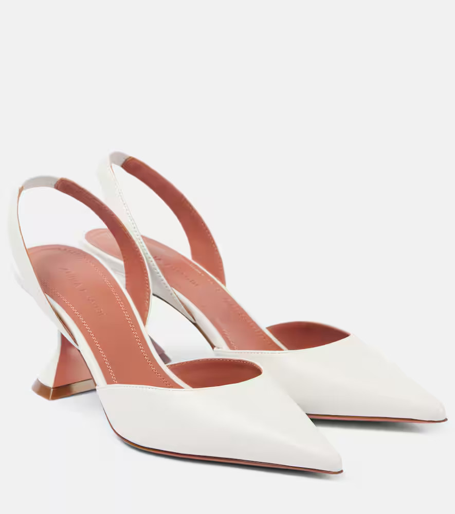 Amina Muaddi Holli 70 leather slingback pumps | Mytheresa (US/CA)