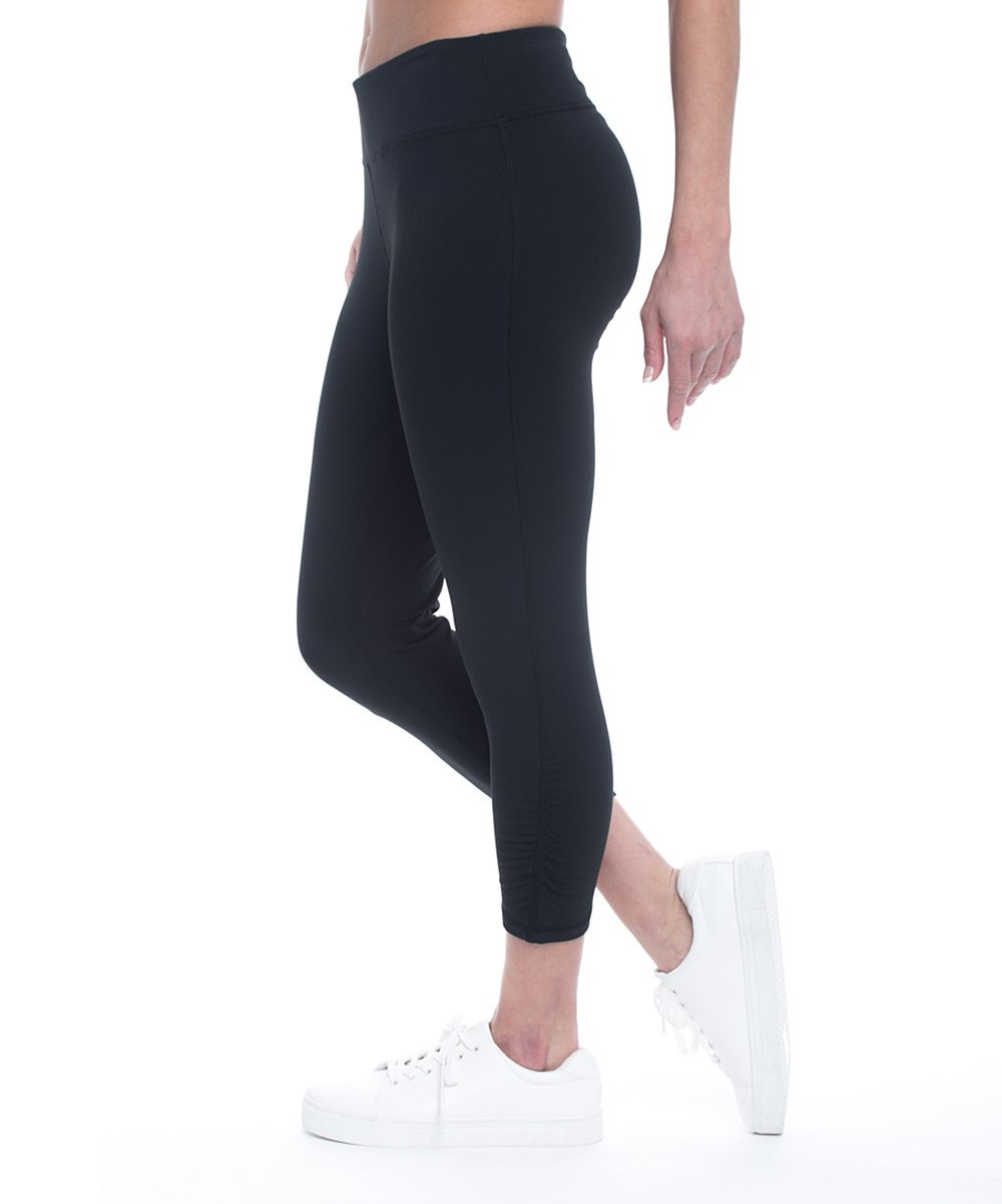 Gaiam Women's Active Pants BLACK - 25'' Black Om Yoga Crop Leggings - Women | Zulily