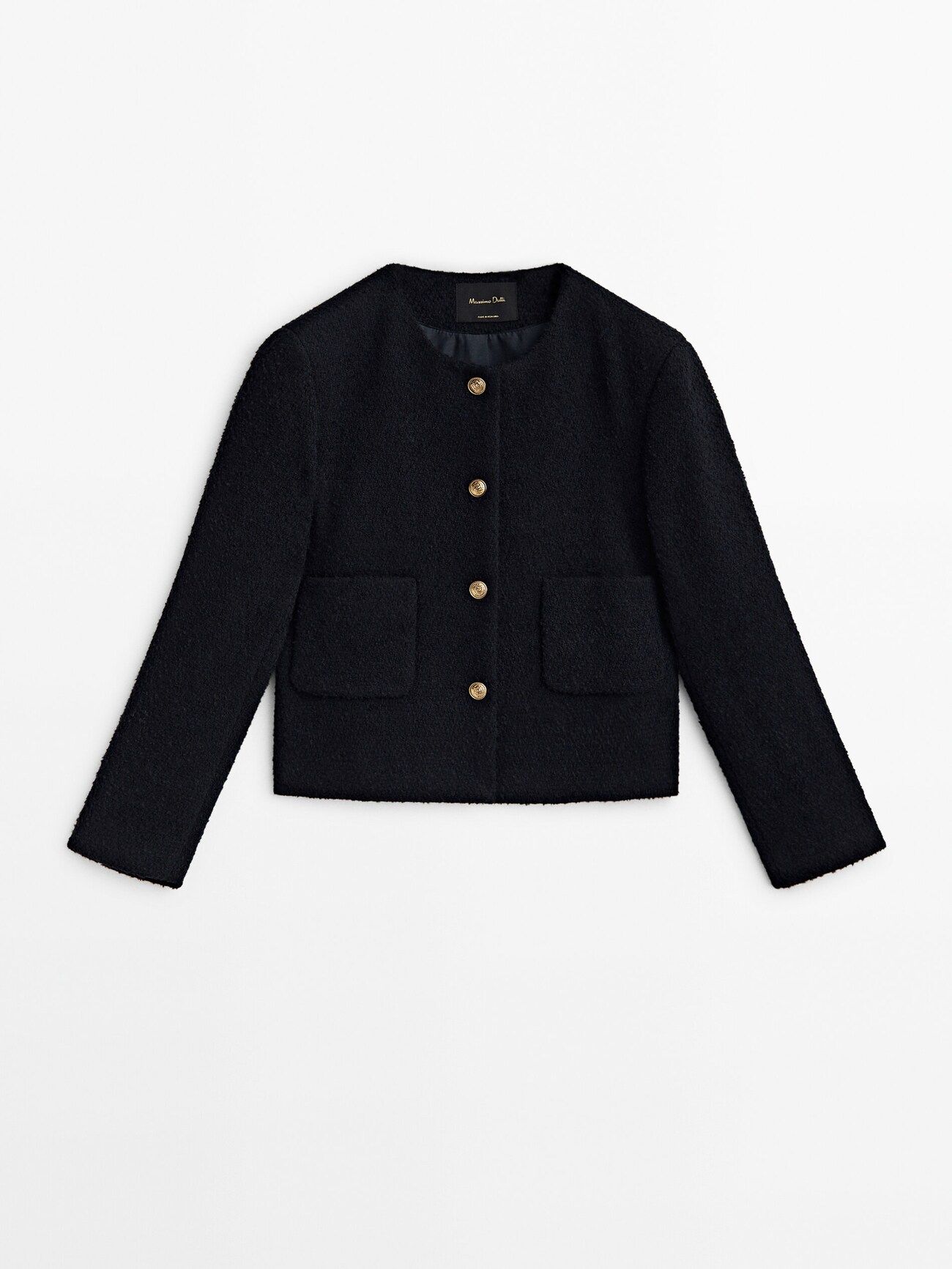 Jacke mit Strukturmuster und goldfarbenen Knöpfen | Massimo Dutti DE