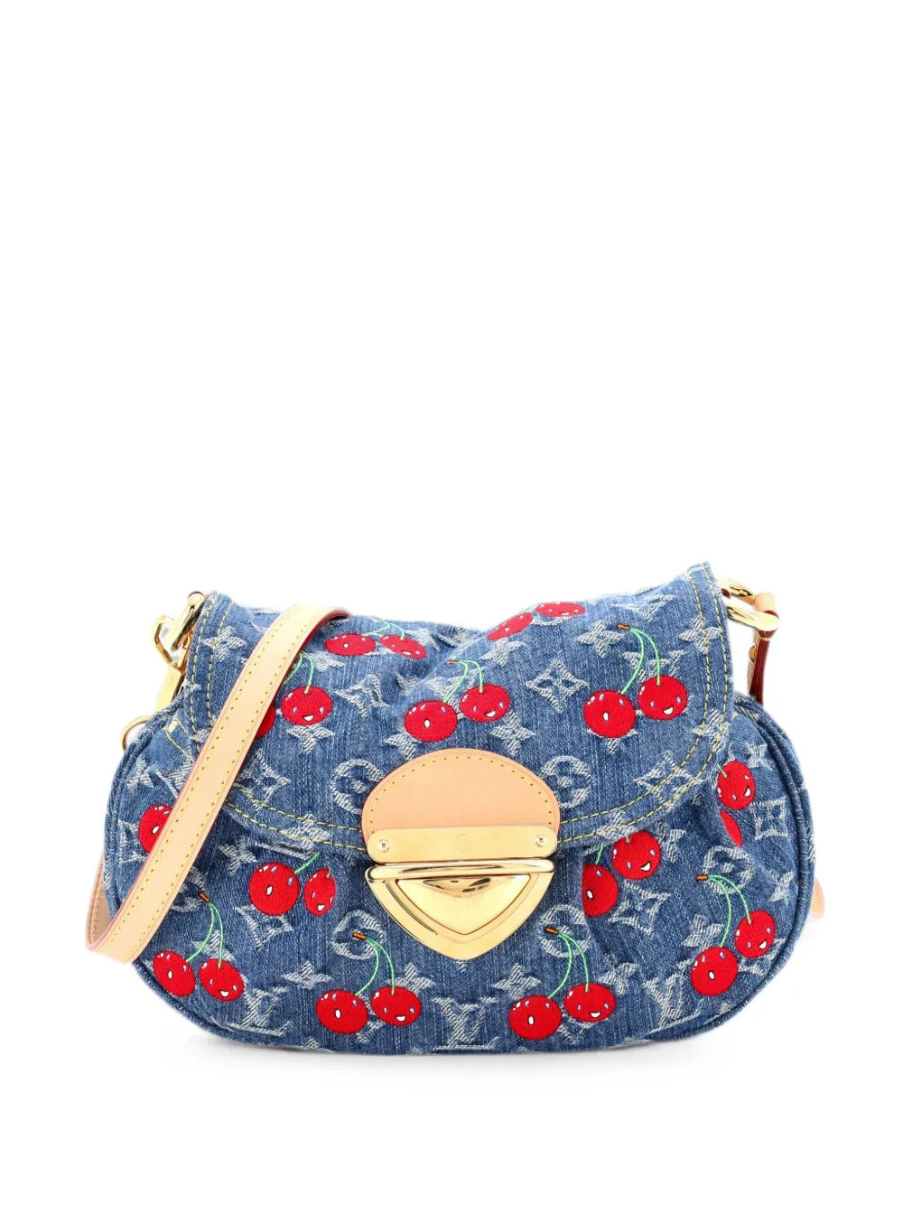 Louis Vuitton Pre-Owned x Takashi Murakami Sunset Handbag Limited Edition Monogram Cerises Denim shoulder bag - Brown | Farfetch Global