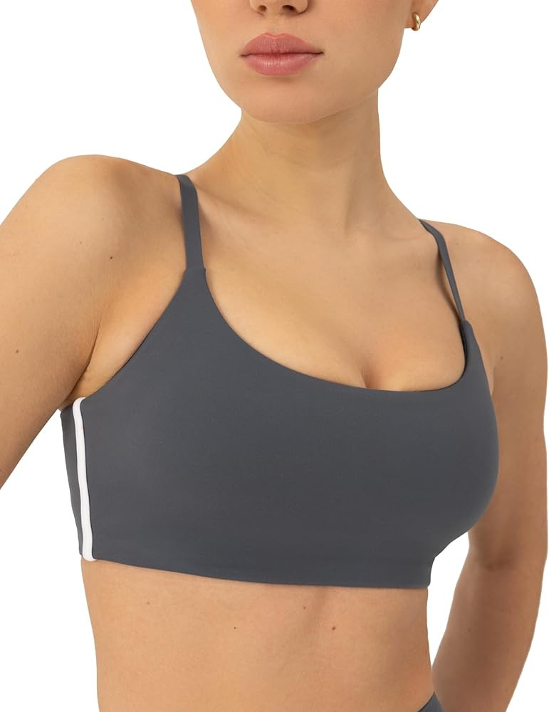 PAVOI ACTIVE Thin Spaghetti Strap Sports Bra for Women - Medium Support Buttery Soft Scoop Neck W... | Amazon (US)