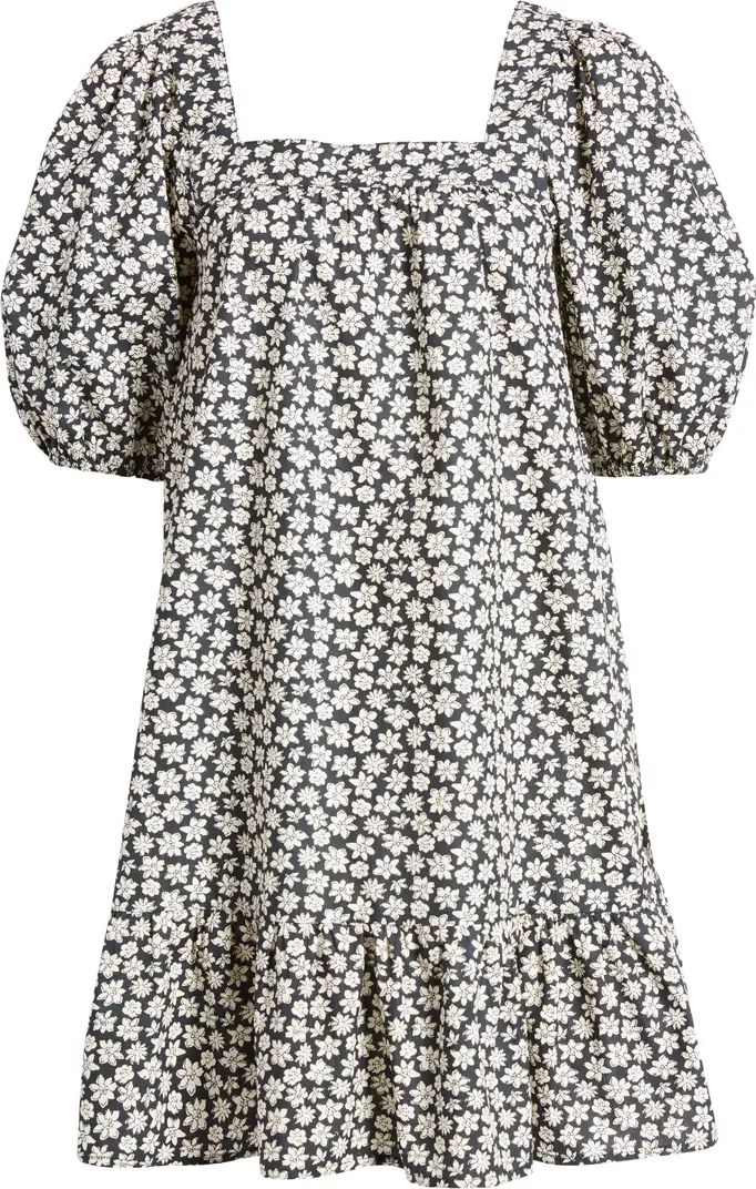 Flirty Mood Floral Puff Sleeve Cotton Dress | Nordstrom
