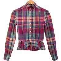 Ralph Lauren Peasant Shirt With Mandarin Collar & Peplum Waist. Western Plaid Shirt. Women's Size Xs | Etsy (US)