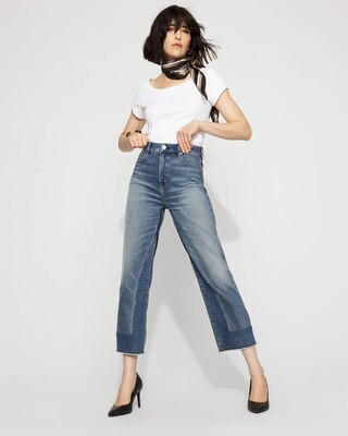 Women's High-Rise Pieced Straight Leg Jeans in Richmond Vintage size 00 | White House Black Market | White House Black Market