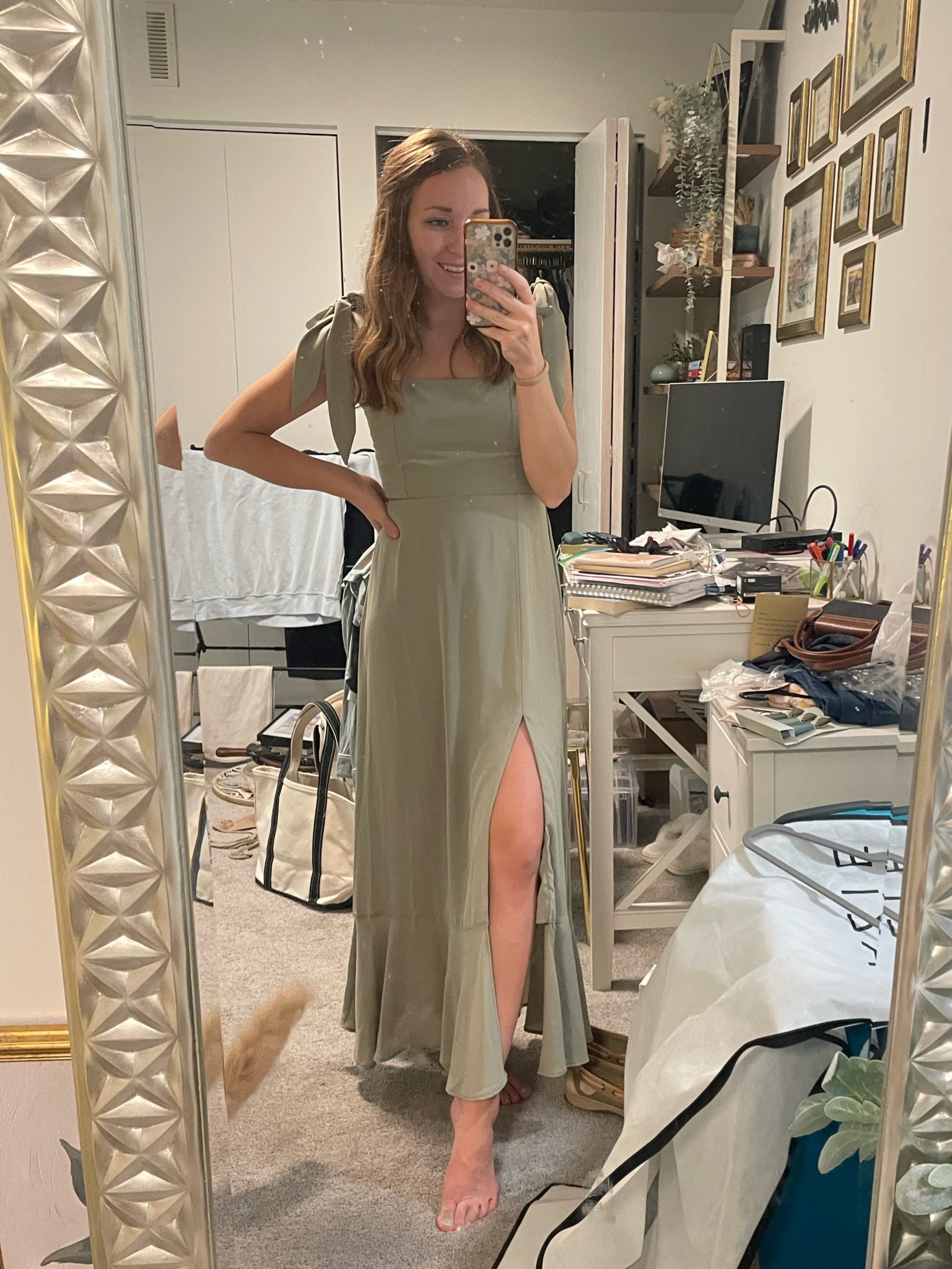 When the midi dress fits like a maxi but still looks great! 

Bridesmaid dresses, sage green dress, wedding guest dress, wedding season, fall wedding, fall dress, dress with ties, dress, fall, sage green, 

#LTKPetite #LTKParties #LTKWedding