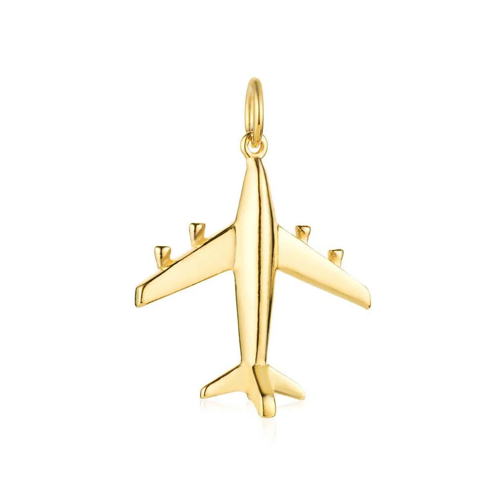 Medium Airplane Charm | Gold Vermeil Airplane Pendant | Jet Set Candy (US)