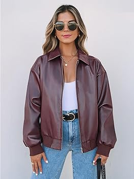 MEROKEETY Women's Oversized Faux Leather Jacket Fall Winter Zip Up Motorcycle Coats Fashion Outfi... | Amazon (US)