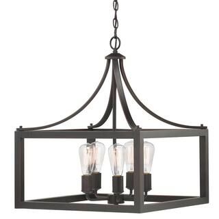 Hampton Bay Boswell Quarter 20 in. 5-Light Distressed Black Farmhouse Pendant for Kitchen or Entr... | The Home Depot