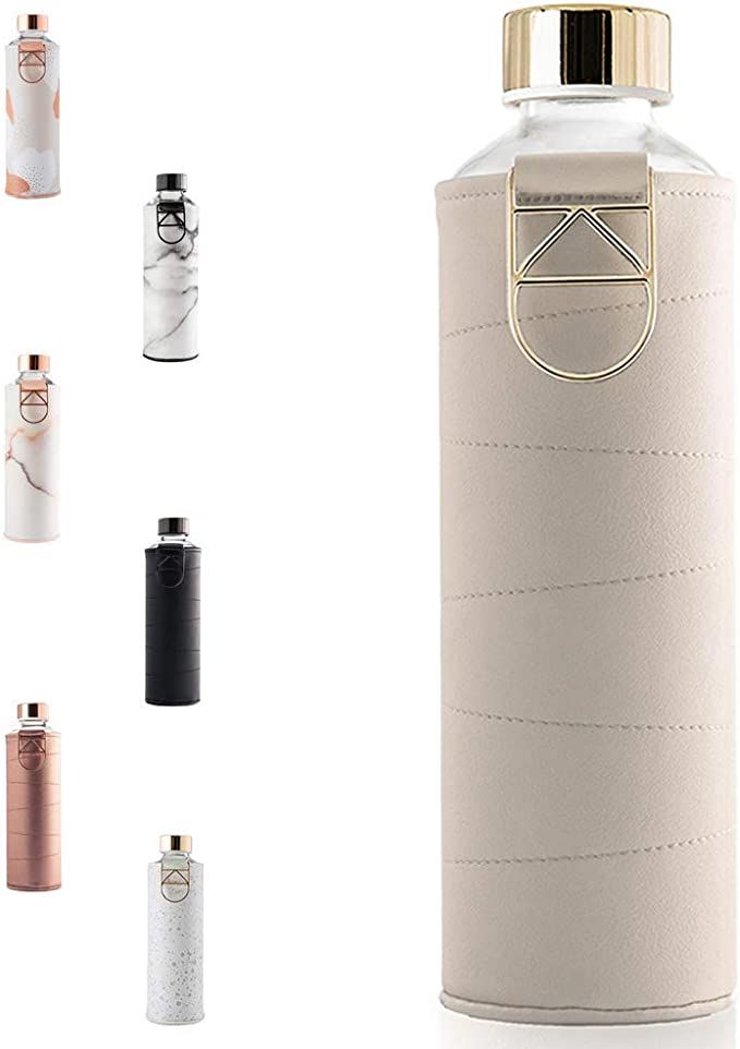 EQUA Water Bottle with Faux Leather Sleeve 25.oz. – Borosilicate Glass - BPA Free and 100 % Lea... | Amazon (US)