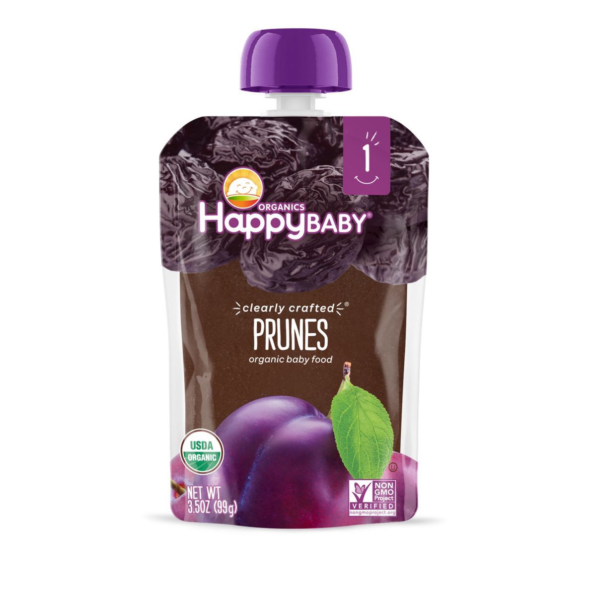 HappyBaby Organics Stage 1 Clearly Crafted Prunes Baby Food Pouch - 3.5oz | Target