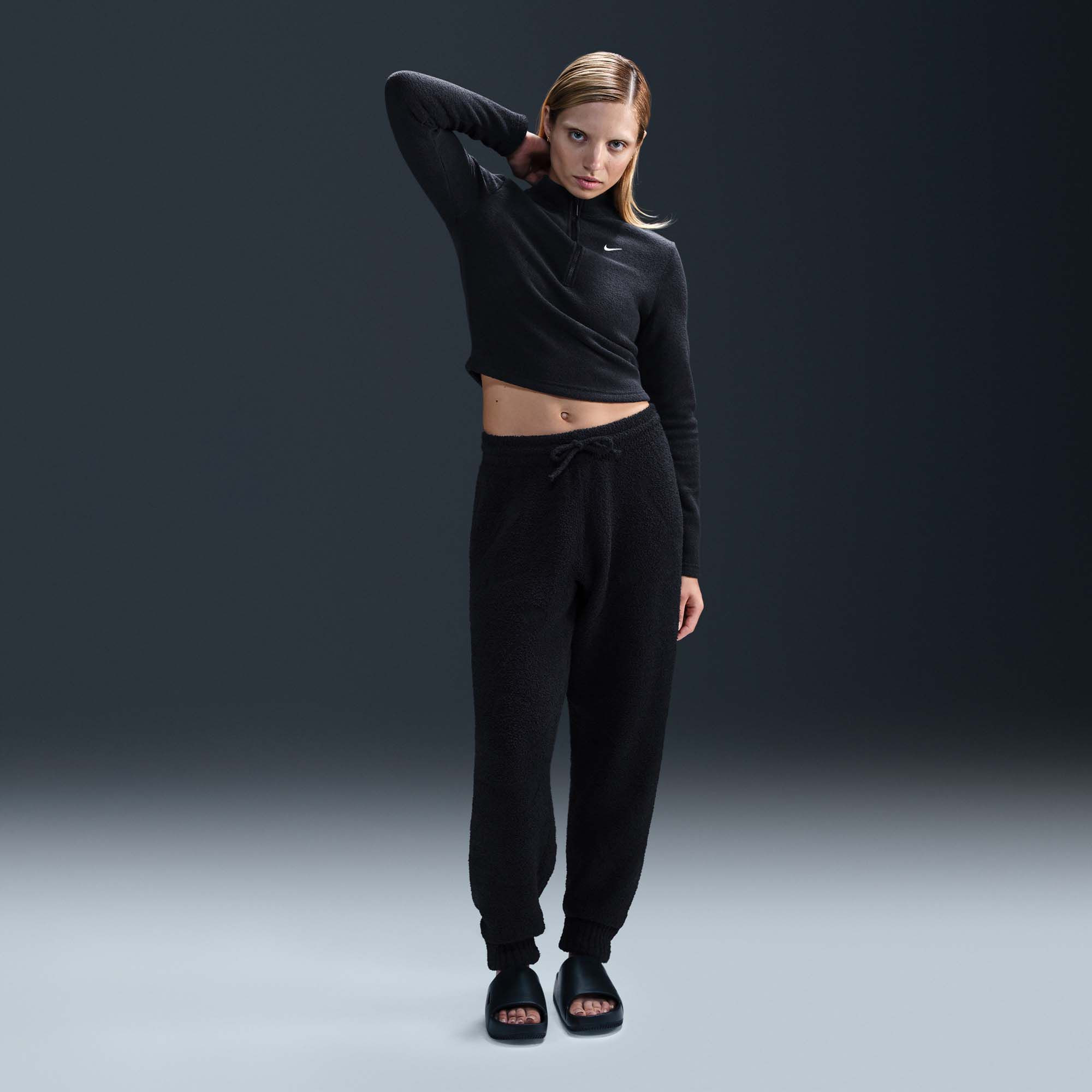 Nike Women's Sportswear Phoenix Boucle High-Waisted Oversized Knit Pants, Medium, Black | DICK'S Sporting Goods