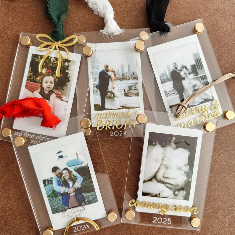Polaroid Frame Christmas Ornaments, Polaroid Picture, Bow Ornament, Ornament, Personalized, First... | Etsy (US)