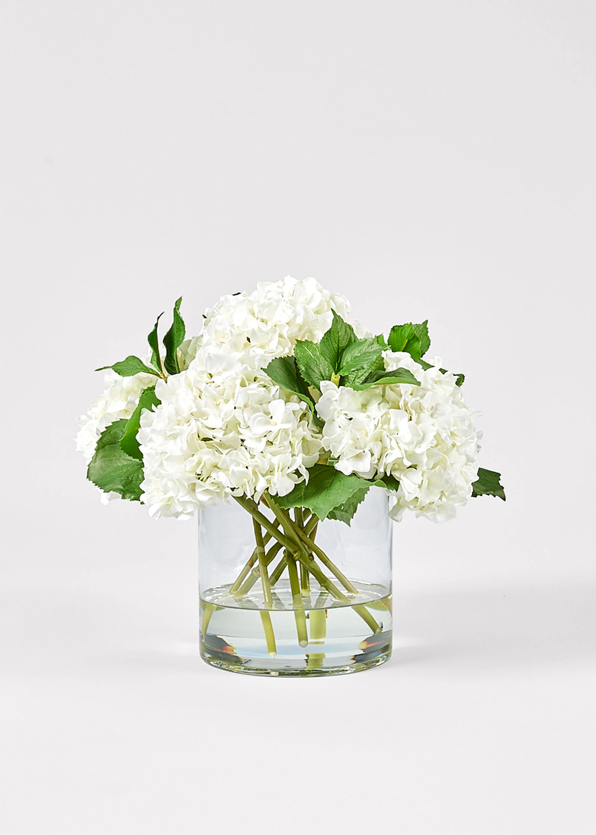 White Hydrangea in Glass Vase | Faux Flower Arrangements | Afloral | Afloral
