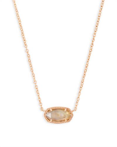 Elisa Rose Gold Pendant Necklace in Brown Mother of Pearl | Kendra Scott