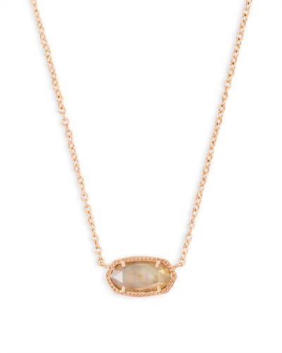 Elisa Rose Gold Pendant Necklace in Brown Mother of Pearl | Kendra Scott
