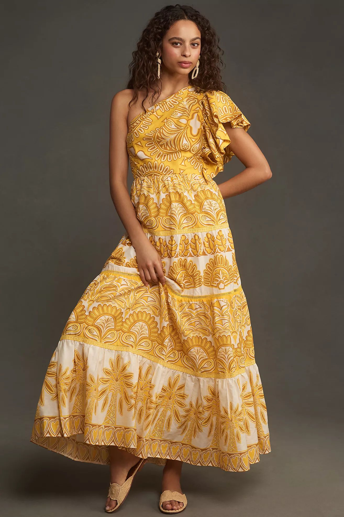 Farm Rio Ainika Tapestry One-Shoulder Maxi Dress | Anthropologie (US)