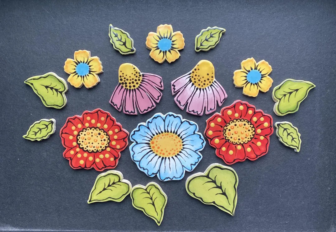 Handmade mosaic ceramic tile  flowers , mosaic clay tile | Etsy (US)