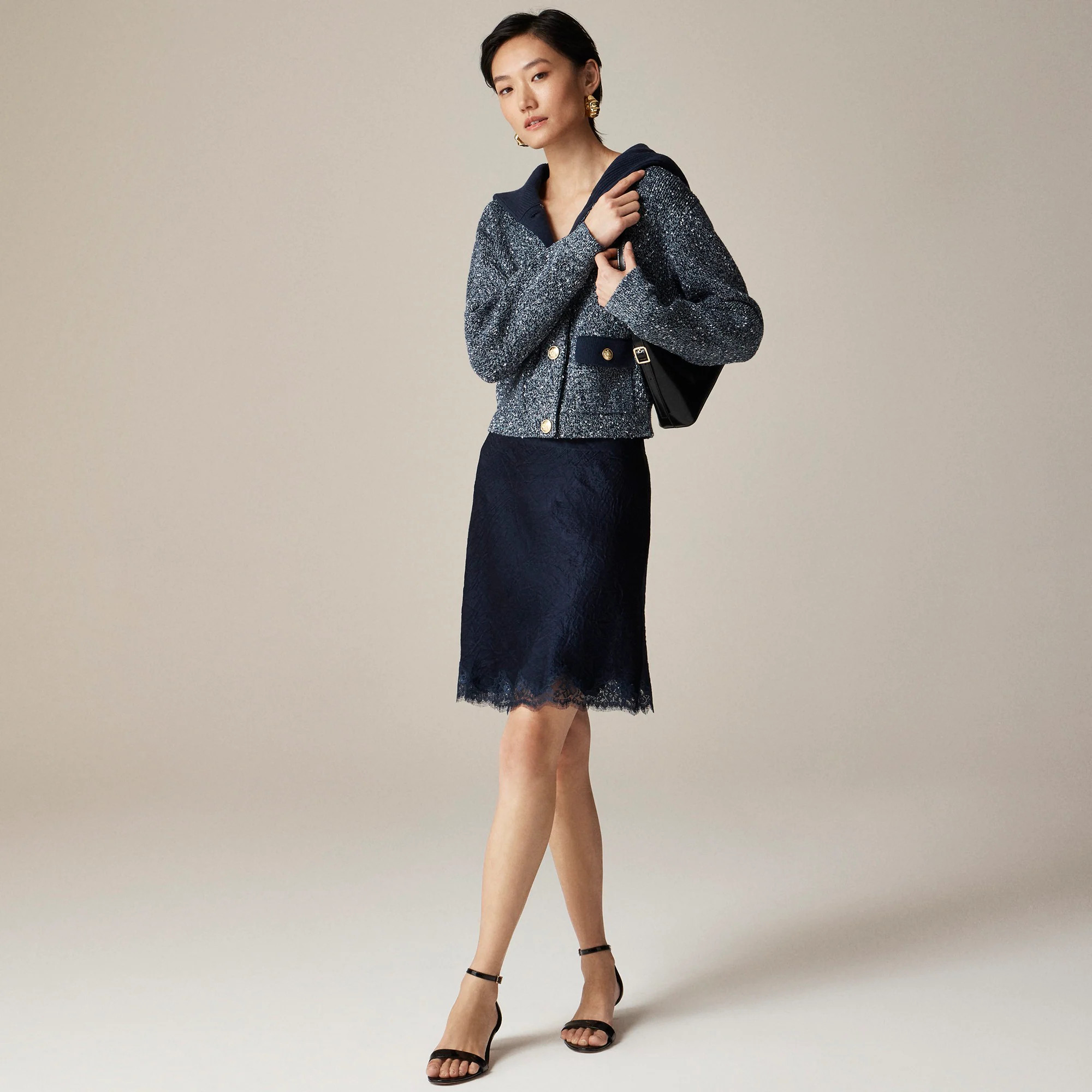 Marled sailor-collar cardigan | J. Crew US