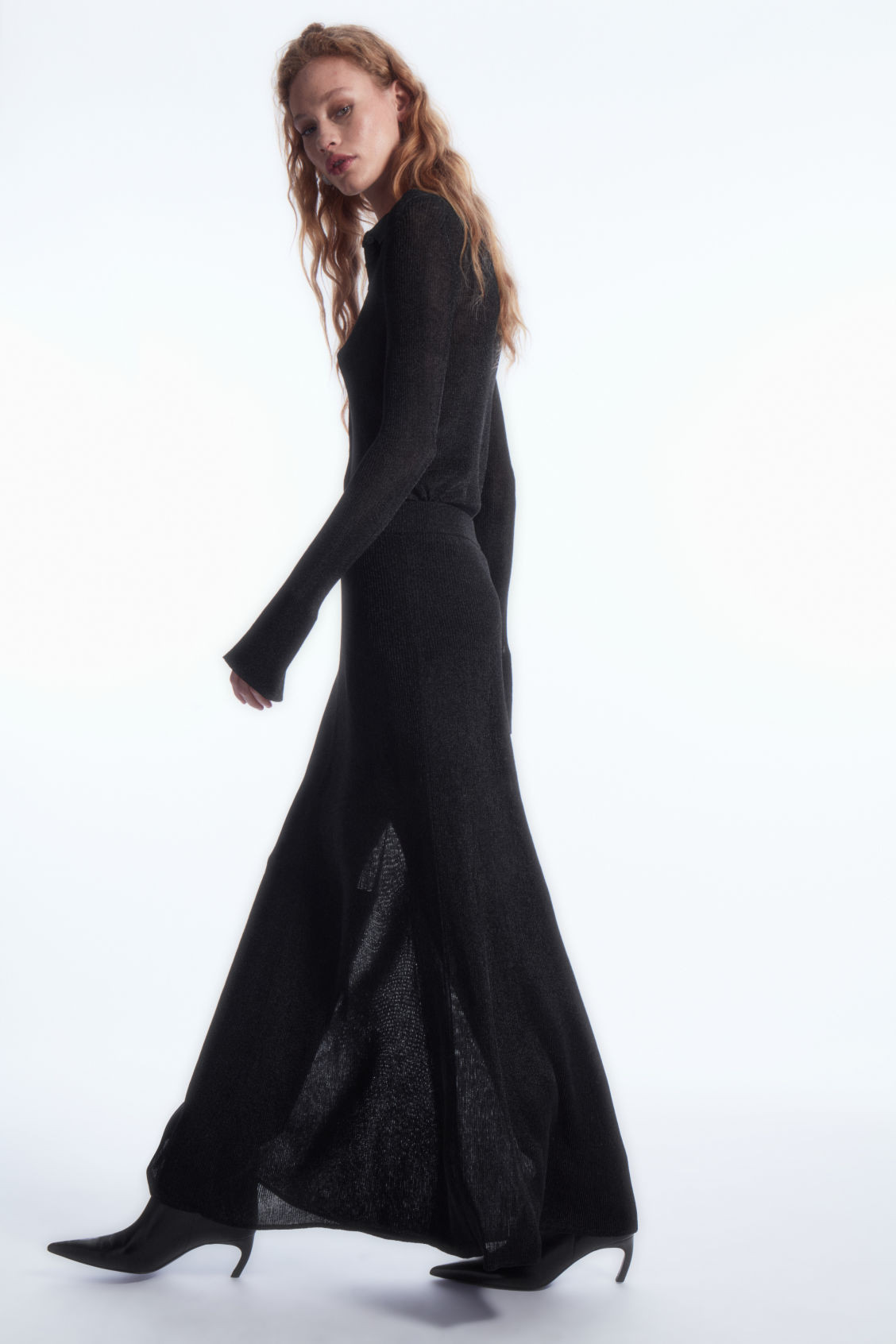 SPARKLY RIBBED-KNIT MAXI SKIRT | COS UK